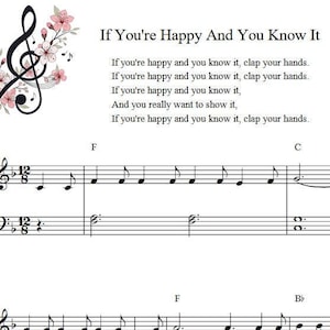 If You&#39;re Happy Piano Sheet Music: Easy Kids Song (PDF)