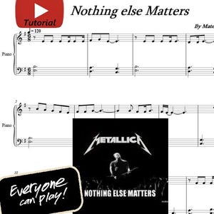 Noter med "Nothing Else Matters" digital nedladdning, utskrivbar musik, musiknoter