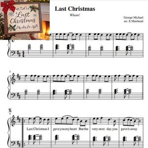 Last Christmas piano notes piano sheet music ( music lover gift, piano gift, printable music, christmas)