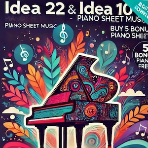 Idea 22 & Idea 10 - piano sheet music (2 pieces, 6 pages, printable music, classic music gift, music lover gift, music notes, music print)