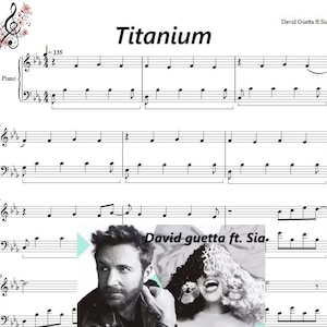 Titanium piano sheets 6 pages digital download, printable music, music notes, sheet music