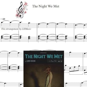 The Night We Met Piano Sheet Music - Lord Huron (Printable, 4 Pages)