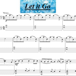 Let it go piano sheets 7 pages digital download, printable music, music notes, kids music,beginner piano,kids piano