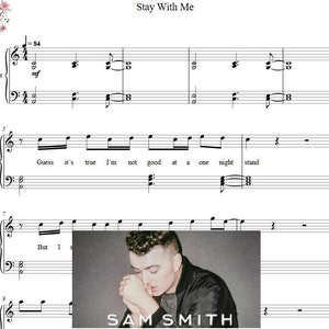 Ispirato da &quot;Stai con me&quot; spartiti per pianoforte 3 pagine download digitale, musica stampabile, note musicali, musica classica, pianoforte per principianti