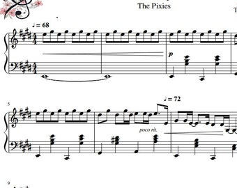 Where Is My Mind by Pixies - piano sheet music (2 pages, printable music, classic music gift, music lover gift, music notes, music print)
