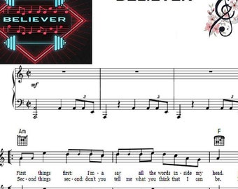 Believer Piano Sheet Music: Imagine Dragons (8-Page Printable) Includes Weekly Practice Planner