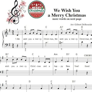 Te deseamos una feliz Navidad - Partitura para piano imprimible digitalmente (PDF de 2 páginas)