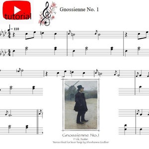 Gnossienne No. 1 by Erik Satie - piano sheet music (2 pages, printable music, classic music gift, music lover gift, music notes, music print