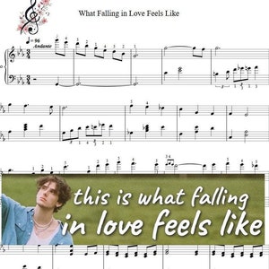 What Falling in Love  piano sheets - 3 pages digital download, printable music, music notes, classic music,beginner piano