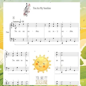 Eres mi sol - Partitura de piano para niños (4 páginas, descarga digital, música imprimible, regalos de piano, notas musicales)