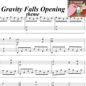 Gravity falss Piano Sheet Music, 2 pages Piano Arrangement, Printable Sheet, Instant Download