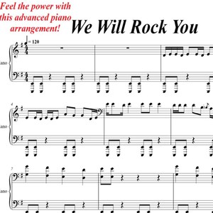 we will rock you Piano Sheet | Advanced Level | 3 Pages | Digital Download