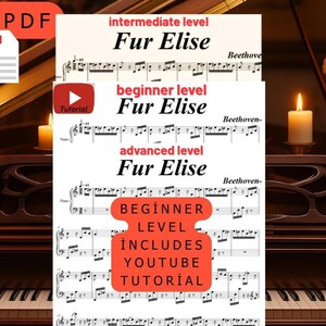 Fur Elise Klavier Noten + Anfänger Youtube Tutorial, 3 Seiten, Klavier einfach, Notenblatt, Klavier Download