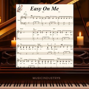 Easy on me Sheet Music 4 Pages, Easy Piano Arrangement, Printable Sheet, Instant Download beginner piano.