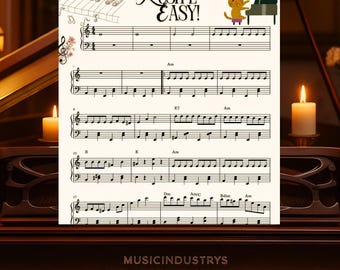 Rush E Easy - piano sheet music for beginners (2 pages, printable music, classic music gift, music lover gift, music notes, music print)