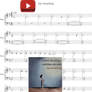 say something Piano sheets 2 pages digital download youtube tutorial, game songs, printable music, music notes
