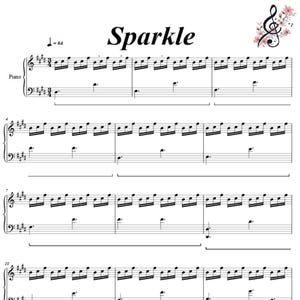 sparkle piano sheet music (9 pages, printable music, classic music gift, music lover gift, music notes, music print, collage sheet)
