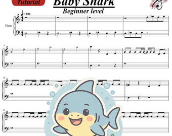 Baby Shark Piano Sheet Music: Beginner Level (PDF Pattern) Includes Weekly Practice Planner