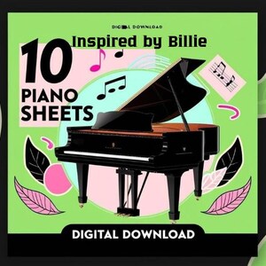 10 &#39;Inspired by Billie&#39; Piano Sheets: Intermediate Level (Digital Download)