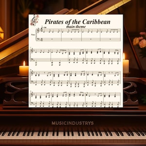 Pirates off.. Piano Sheet Music – Easy to Intermediate PDF Score – 3 Pages Digital Download – Movie Theme for Piano