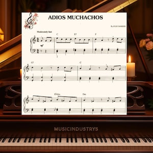 Adiós Muchachos Sheet Music 3 Pages, Easy Piano Arrangement, Printable Sheet, Instant Download beginner piano.