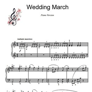 wedding march piano sheets 2 pages digital download, printable music, music notes, sheet music