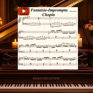 Fantaisie-Impromptu piano sheets | +Tutorial  5 Pages, Easy Piano Arrangement, Printable Sheet, Instant Download