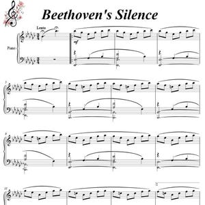 Beethoven&#39;s Silence piano sheets 4 pages digital download, printable music, sheet music