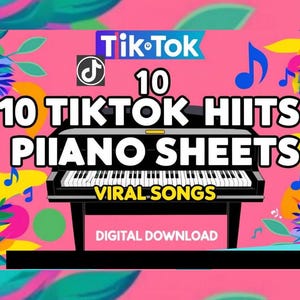 10 viral songs piano sheets 36 pages digital download, printable music, music notes,sheet music,