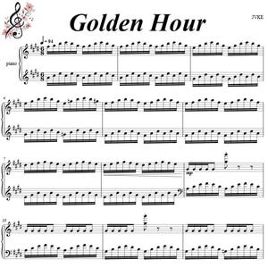 golden hour Piano Sheet Music, 5 Pages, Easy Piano Arrangement, Printable Sheet, Instant Download