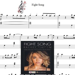 Ispirato allo spartito per pianoforte di Fight Song (4 pagine, musica stampabile, regali per pianoforte, regalo per amanti della musica, note musicali, stampa musicale)