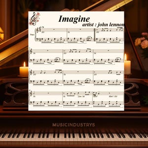 stellen Sie sich vor Klavier Noten digitaler Download, Anfänger Klavier Einfaches Klavier Arrangement, bedruckbares Blatt, Sofort Download