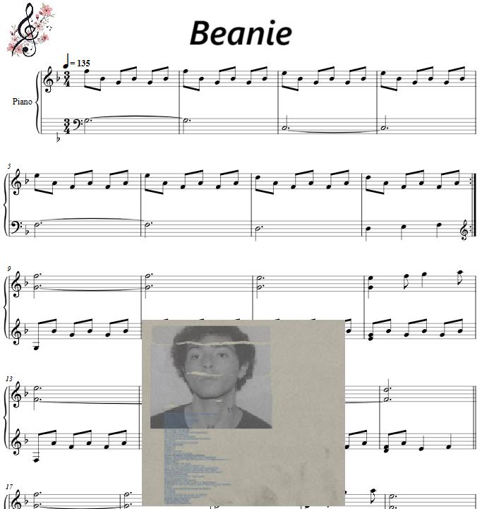 beanie Piano sheets 2 pages digital download, game songs, printable music, music notes
