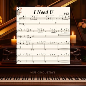 I NEED U Sheet Music 4 Pages, Easy Piano Arrangement, Printable Sheet, Instant Download beginner piano.