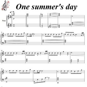one summers day piano sheets 4 pages digital download,beginner piano Easy Piano Arrangement, Printable Sheet, Instant Download