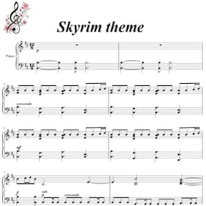 Skyrim Theme Piano Sheet Music: Intermediate Level (Digital Download)