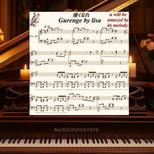 gurenge piano sheets 7 pages digital download, printable music, music notes, classic music,beginner piano