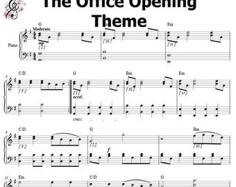 office opening theme Piano Sheets: Beginner Printable Music 1 page (Digital Download) Includes Weekly Practice Planner