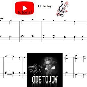 Ode to Joy Beethoven piano sheet music (1 Page, Intermediate Level) YOUTUBE printable music, music notes,collage sheet