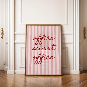 Sött kontorstryck, present till arbete hemifrån, inredning för hemmakontoret, konsttryck med rosa ränder, skrivbordsaffisch, utskrivbar dopaminväggkonst bild 6