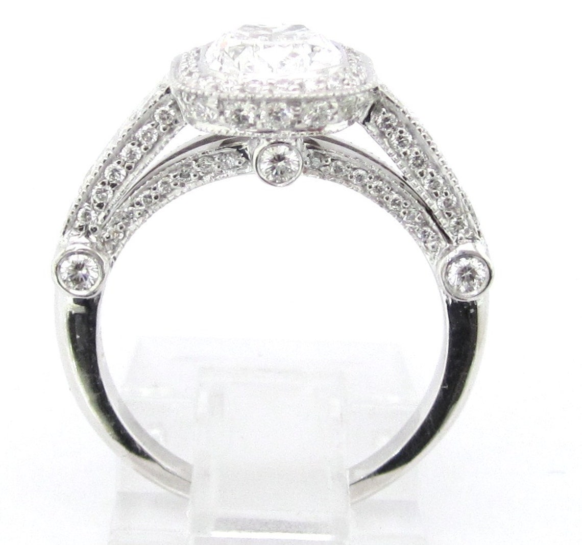 2.45ctw Cushion Cut Bezel Set Antique Style Diamond Engagement Etsy