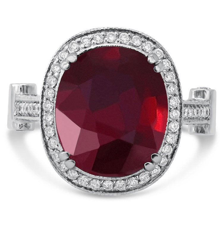10.95ctw Oval Cut Rich Red Ruby Antique Style Legacy Ornate - Etsy
