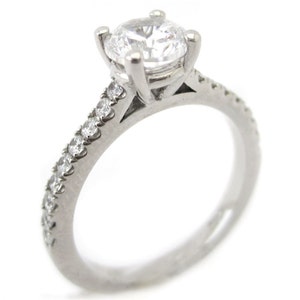 1.45ctw round cut prong set diamond engagement ring and band R180 image 3