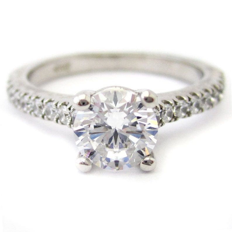 1.45ctw round cut prong set diamond engagement ring and band R180 image 4