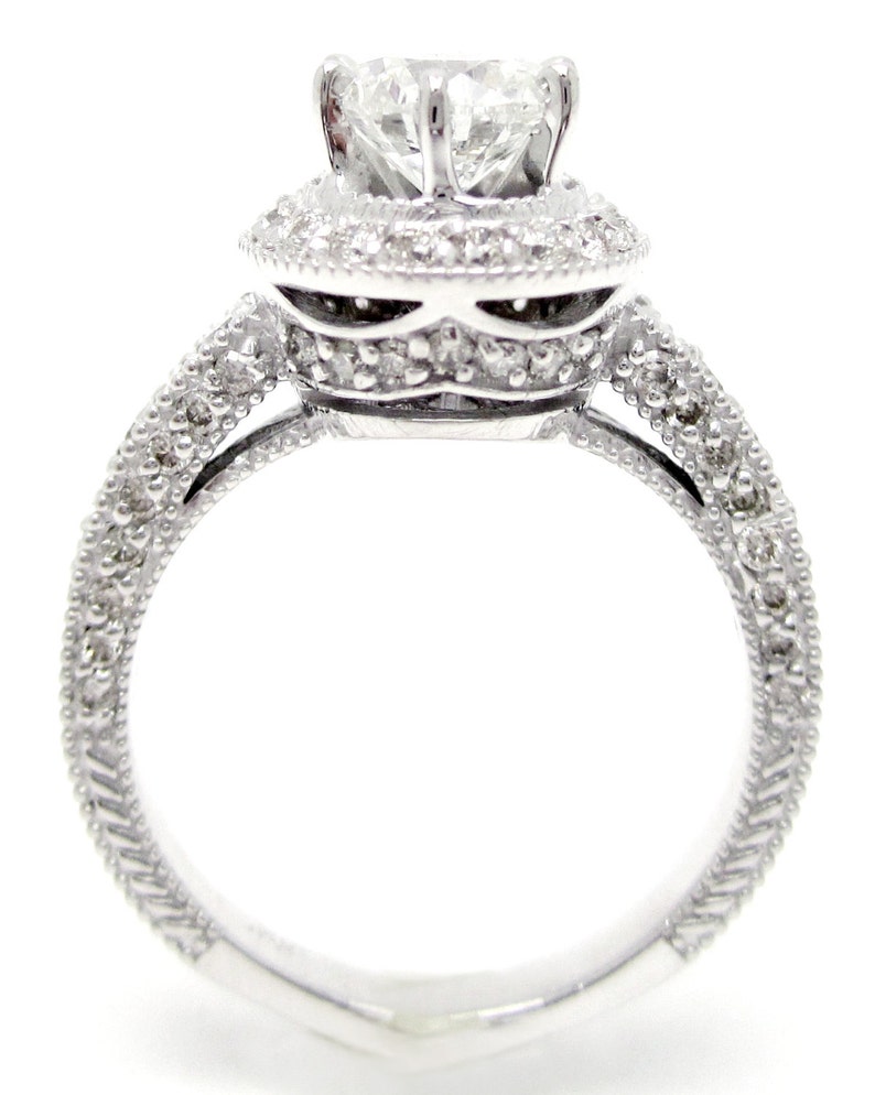 1.75ct ROUND cut ANTIQUE style diamond engagement ring with filigree R167 image 4