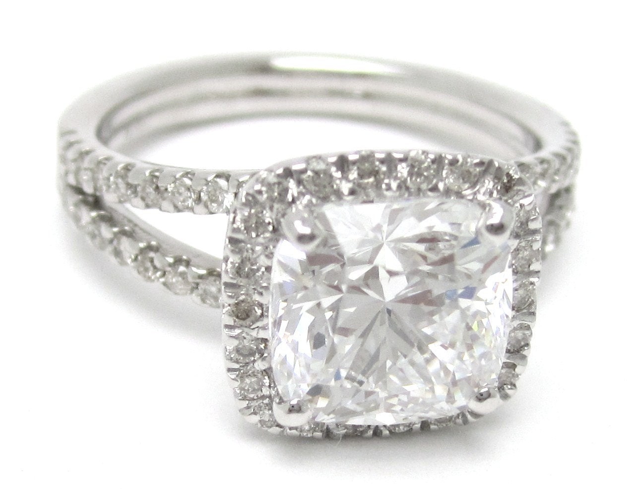 3.25ctw CUSHION Cut Split Shank Style Diamond Engagement Ring - Etsy