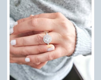 Double Halo Engagement Ring With Pink Diamonds R30PN