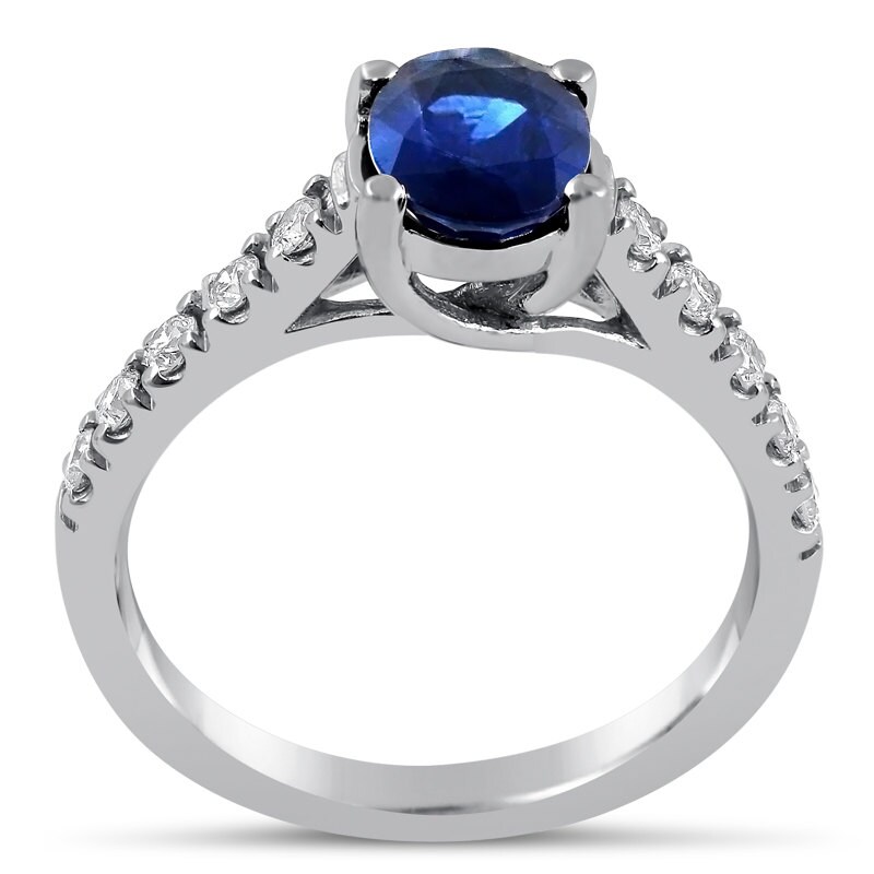 Oval Cut Medium Blue SAPPHIRE & Diamonds Engagement Ring SA600 - Etsy
