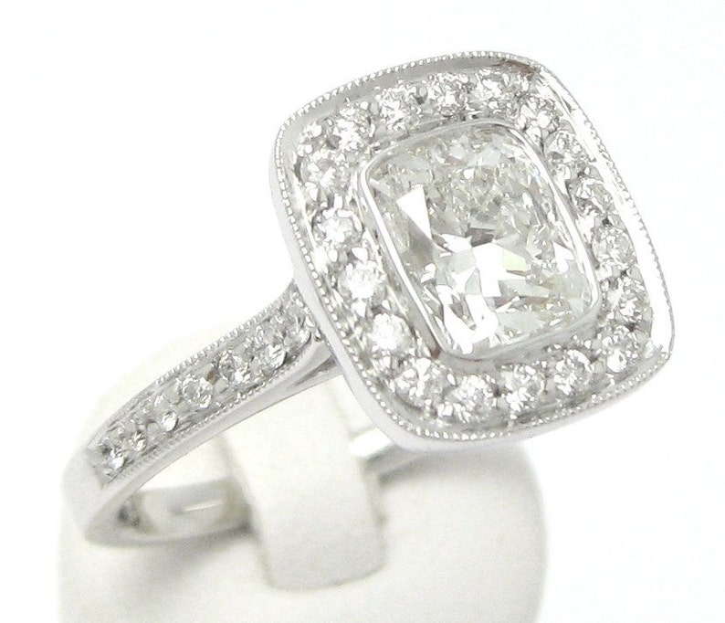 1.25ctw Cushion Cut Bezel Set Diamond Engagement Ring in an | Etsy