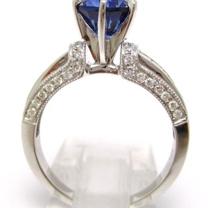 2.97ctw ROUND cutt medium blue SAPPHIRE & Diamonds engagement ring and band SA2100 image 5